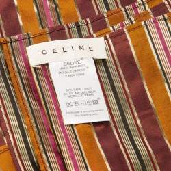 Pre Owned Celine Multicolor Metallic Striped Silk Scarf