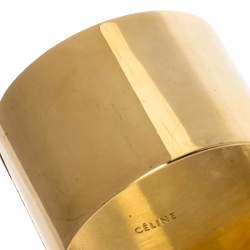 Pre Owned Céline Gold Tone Wide Cuff Bracelet
