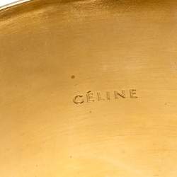 Pre Owned Céline Gold Tone Wide Cuff Bracelet