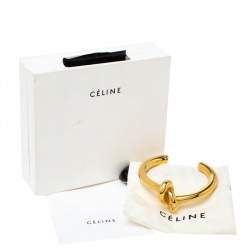 Céline Gold Tone Thick Knot Open Cuff Bracelet L