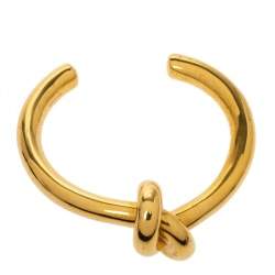 Céline Gold Tone Thick Knot Open Cuff Bracelet L