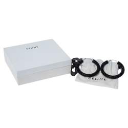 Pre Owned Celine Black Beaded Hoop Earrings 