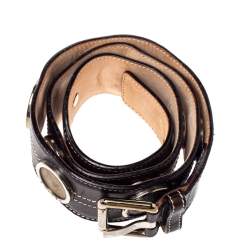 Celine Dark Brown Leather Coin Embellished Belt 90CM