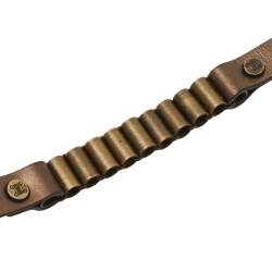 Pre Owned Céline Metallic Copper Leather Metal Link Double Wrap Bracelet