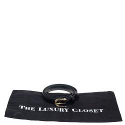 Celine Black Snakeskin Buckle Slim Belt 85CM
