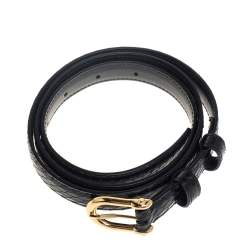Celine Black Snakeskin Buckle Slim Belt 85CM