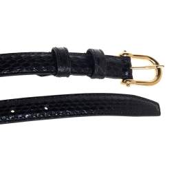 Celine Black Snakeskin Buckle Slim Belt 85CM