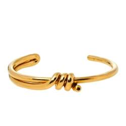 Pre Owned Céline Gold Tone Extra Thin Open Knot Bracelet S