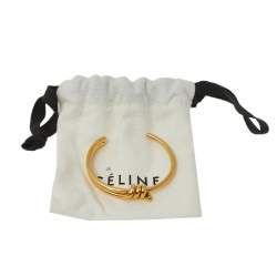 Pre Owned Céline Gold Tone Extra Thin Open Knot Bracelet S