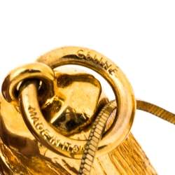 Céline Gold Tone Textured Alphabet M Pendant Necklace