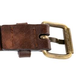 Pre Owned Celine Brown Metal And Leather Waist Belt 75 CM