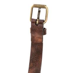 Pre Owned Celine Brown Metal And Leather Waist Belt 75 CM