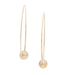 Pre Owned Céline Gold Tone Faux Pearl Hoop Earrings