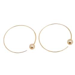Pre Owned Céline Gold Tone Faux Pearl Hoop Earrings