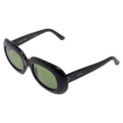 Pre Owned Celine Black/Green Acetate CL40070I Oval Sunglasses