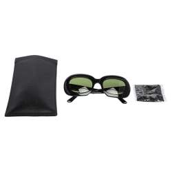 Pre Owned Celine Black/Green Acetate CL40070I Oval Sunglasses