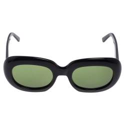 Pre Owned Celine Black/Green Acetate CL40070I Oval Sunglasses