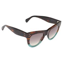 Pre Owned Celine Havana Brown & Green/Brown Gradient CL40016I Cat Eye Sunglasses