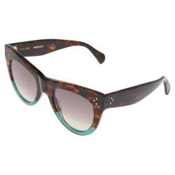 Pre Owned Celine Havana Brown & Green/Brown Gradient CL40016I Cat Eye Sunglasses