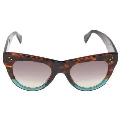 Pre Owned Celine Havana Brown & Green/Brown Gradient CL40016I Cat Eye Sunglasses