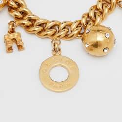 Pre Owned Celine Vintage Gold Tone Charms Bracelet