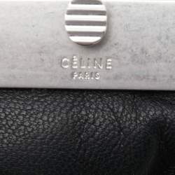 Pre Owned Celine Knot Black Leather Silver Tone Metal bracelet