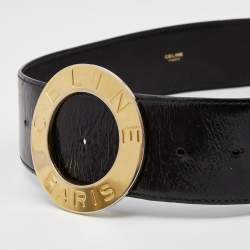 Pre Owned Celine Black Patent Leather Buckle Belt