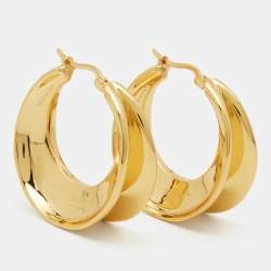 Céline Gold Tone Folded Hoop Earrings