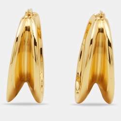 Céline Gold Tone Folded Hoop Earrings