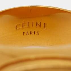 Celine Acetate Gold Plated Sterling Silver Ring Size 54