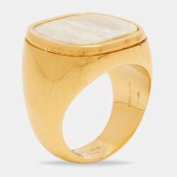 Celine Acetate Gold Plated Sterling Silver Ring Size 54