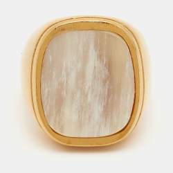 Celine Acetate Gold Plated Sterling Silver Ring Size 54