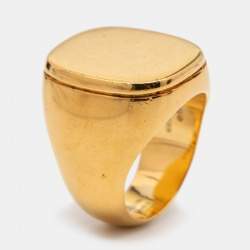 Céline Gold Tone Square Ring Size EU 54