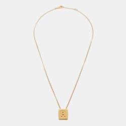 Pre Owned Céline Gold Tone Letter "R" Pendant Necklace