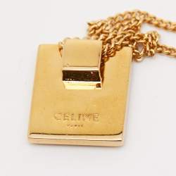 Pre Owned Céline Gold Tone Letter "R" Pendant Necklace