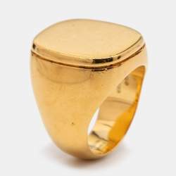 Céline Gold Tone Square Ring Size EU 54