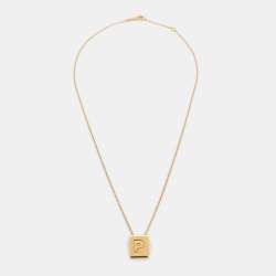 Céline Gold Tone Alphabet "P" Pendant Necklace