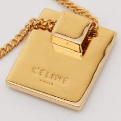 Céline Gold Tone Alphabet "P" Pendant Necklace