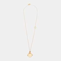 Pre Owned Céline Gold Tone Rotating Disc Knot Pendant Necklace