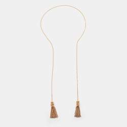 Pre Owned Celine Maillon Triomphe Pompoms Gold Tone Necklace