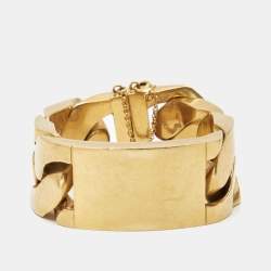 Celine Gold Tone ID Curb Chain Bracelet