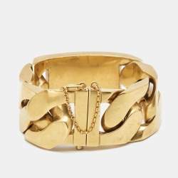 Celine Gold Tone ID Curb Chain Bracelet