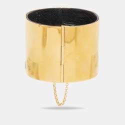  Céline Gold Tone Wide Cuff Bracelet