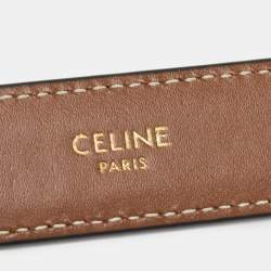 Celine Brown Leather Macadam Buckle Belt 70CM
