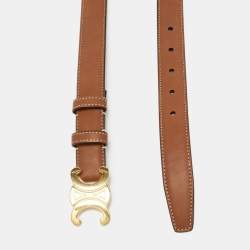 Celine Brown Leather Macadam Buckle Belt 70CM