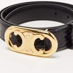 Celine Black Python Leather Waist Belt 80 CM Celine | TLC