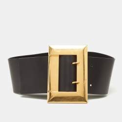 Pre Owned Celine Black Leather Wide Waist Belt S