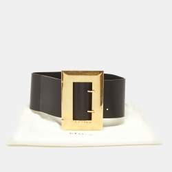 Pre Owned Celine Black Leather Wide Waist Belt S