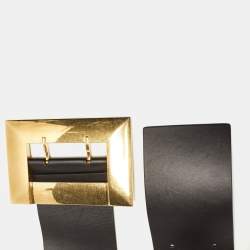 Pre Owned Celine Black Leather Wide Waist Belt S