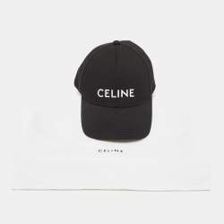 Pre Owned Céline Black Logo Embroidered Cotton Canvas Baseball Cap M